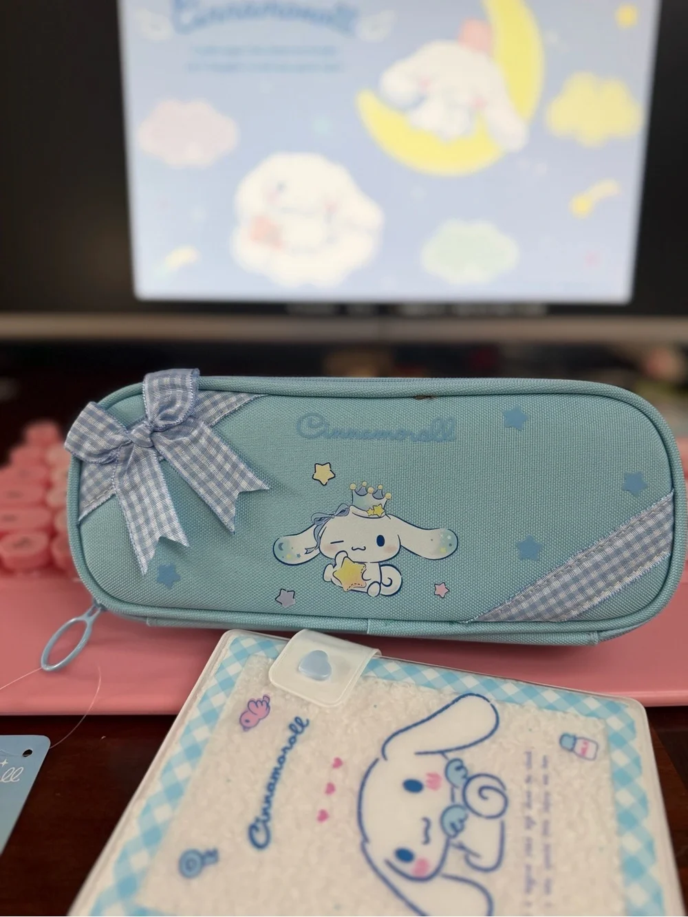 Cinnamoroll Blue Pencil Case - Cute Bow School Stationery
